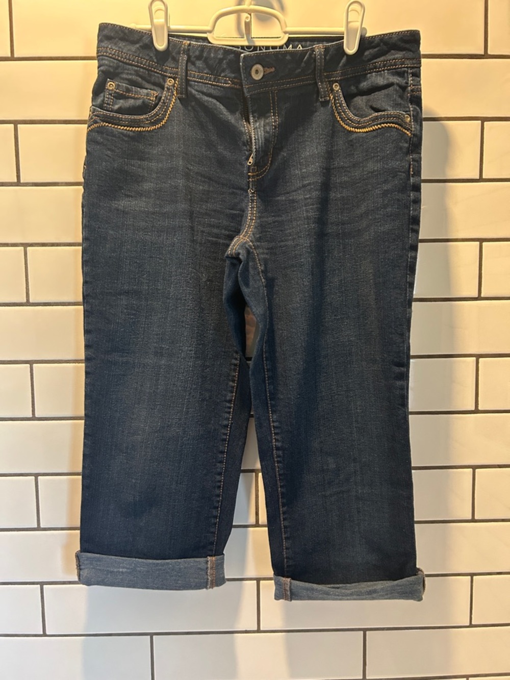 Sonoma Dark Blue Cropped Roll-Cuff Jeans